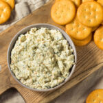 Homemade Creamy Spinach Dip with Round Crackers