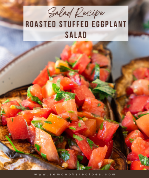 Roasted Stuffed Eggplant Salad