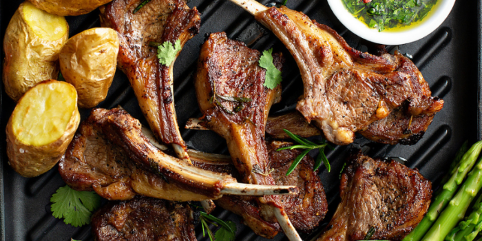 Lamb Chops with Grilled Asparagus