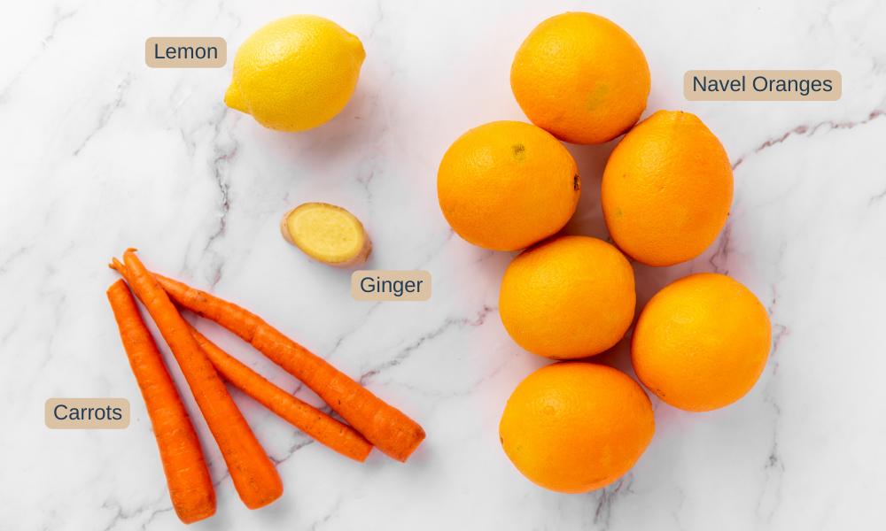 ingredients for Orange Immunity Juice