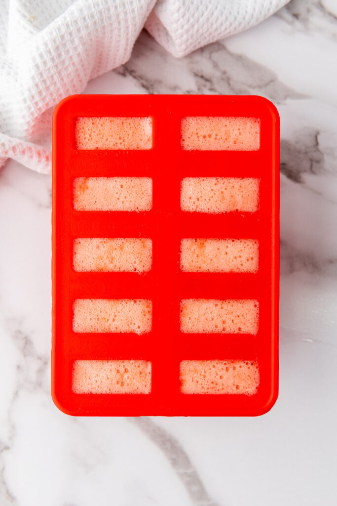 Strawberry Lemon Popsicles mixture in mould