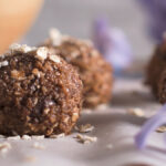 Homemade fresh delicious energy balls with chocolate.