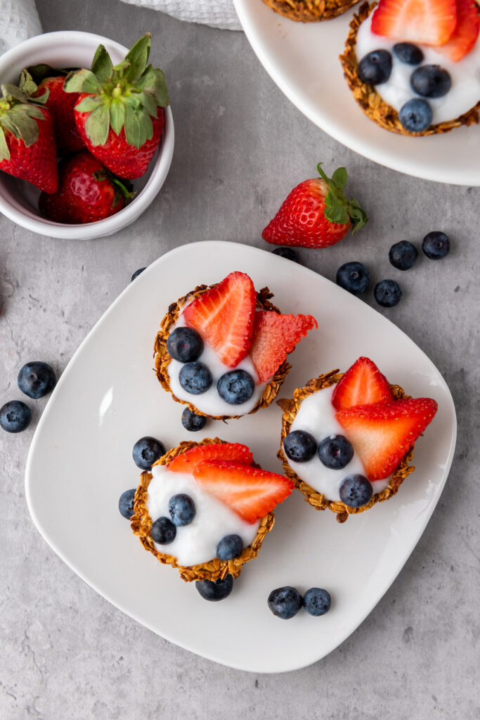 Granola Berry Cups on a white plate